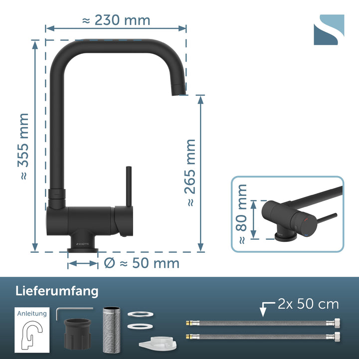 Küchenarmatur Unterfenster Schwarz umklappbar 360° schwenkbar - Bild 3