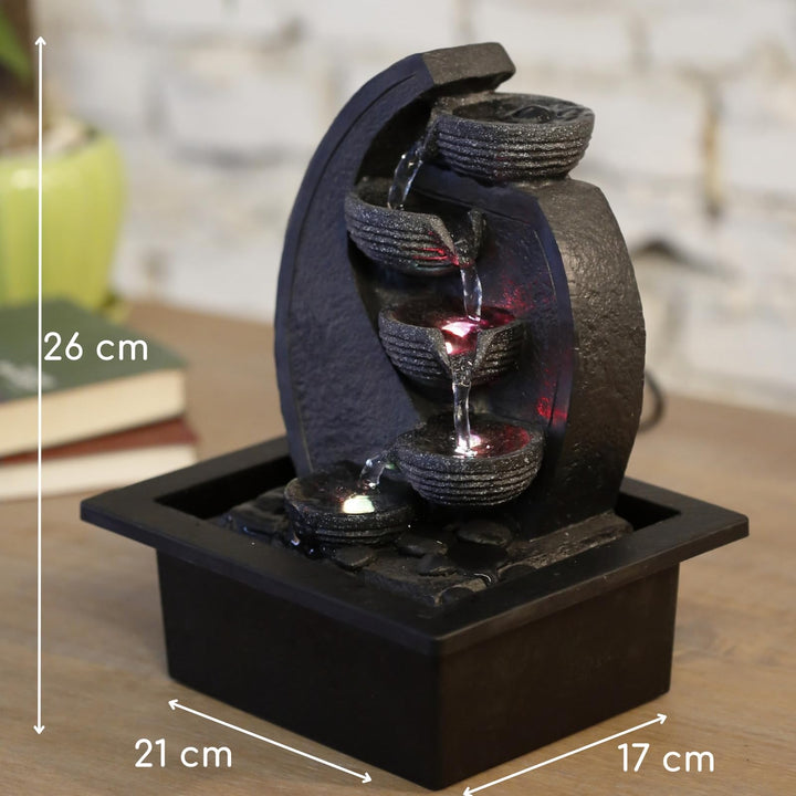 Zimmerbrunnen Wasserfall 4-stufig Harz Natursteinoptik LED 26 cm - Bild 4
