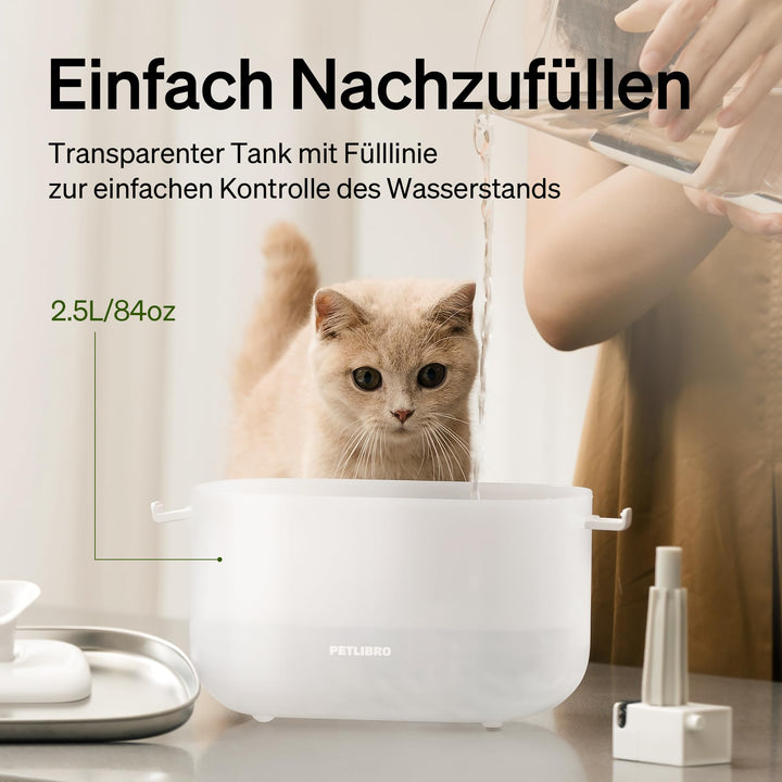 Katzenbrunnen Edelstahl 2.5L kabellose Pumpe 2 Trinkmodi ultraleise - Bild 4