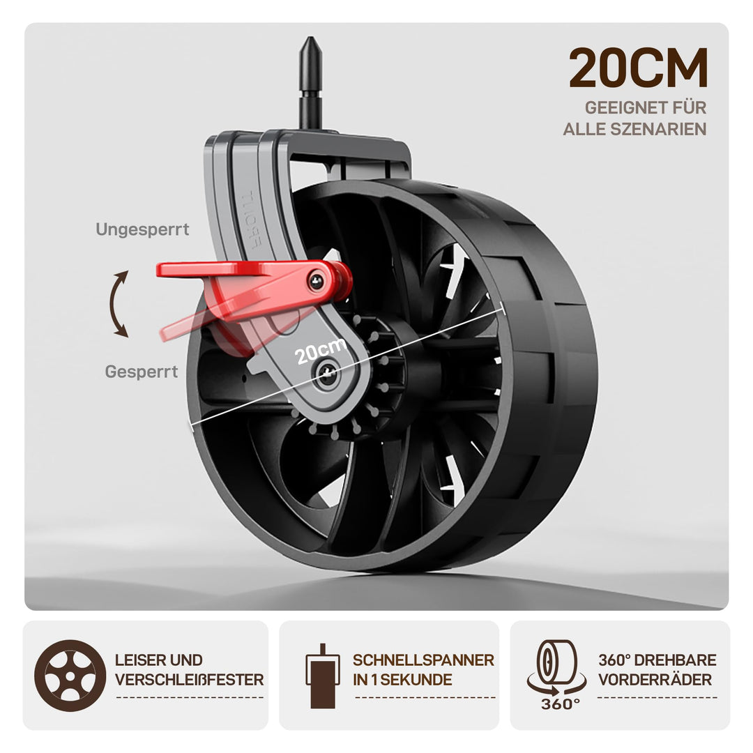 Bollerwagen XXL faltbar 225L 150kg Dach Bremse breite Räder - Bild 5