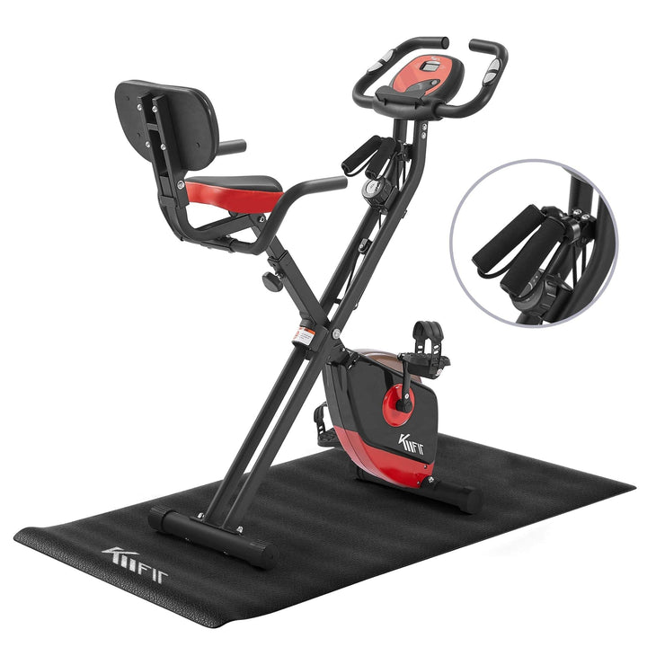 Heimtrainer Fahrrad klappbar 2-in-1 mit Zugbaendern, 16 Stufen