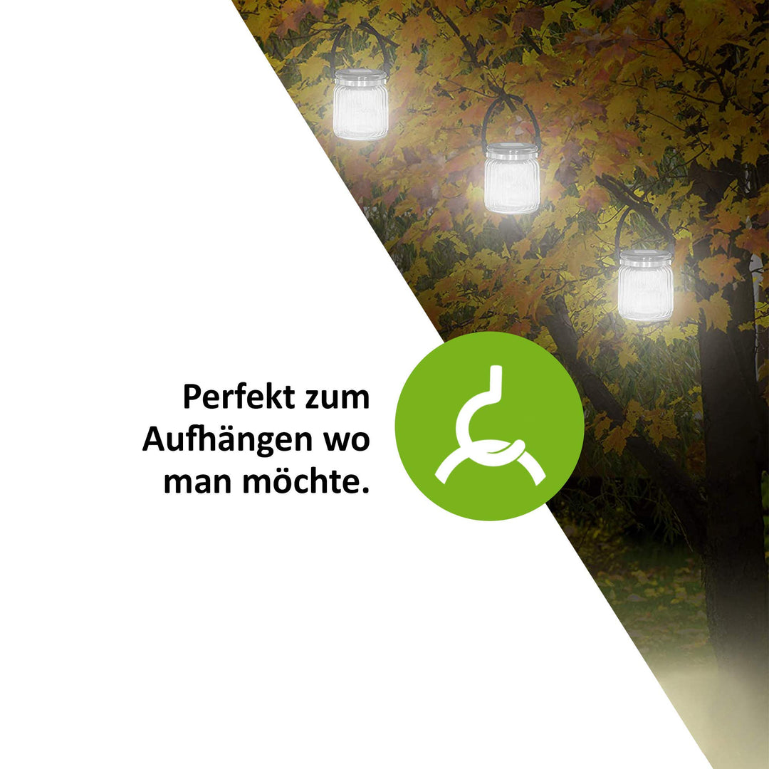 Solar Gartenlaterne Einmachglas-Stil 6er Set 10 LEDs grün - Bild 5