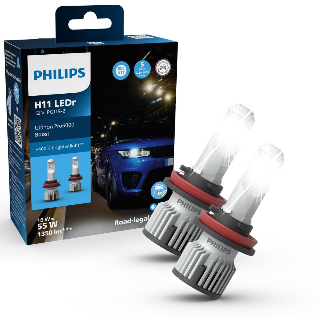 H11 LED Nachrüstlampe mit Strassenzulassung UNECE-R37 +400% Licht