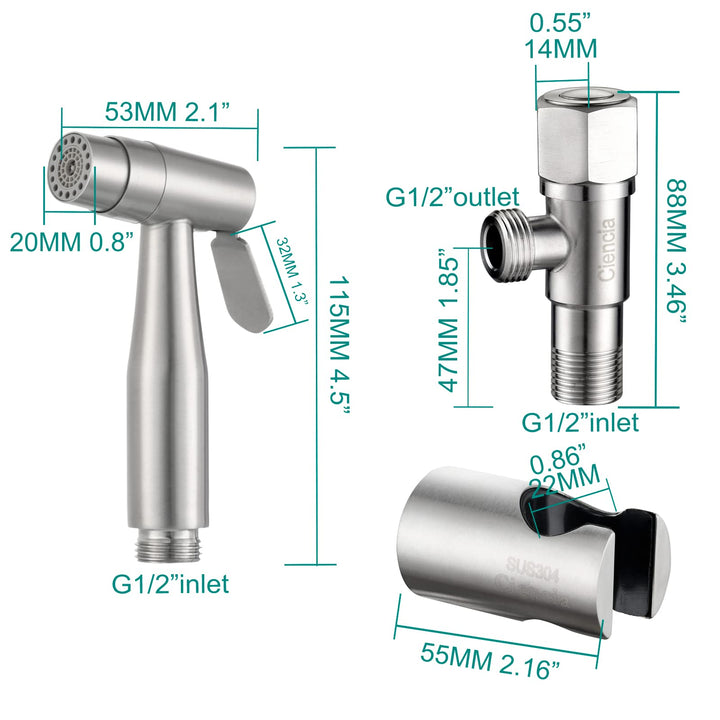 Bidet-Handbrause WC Komplett-Set Edelstahl gebürstetes Nickel - Bild 5