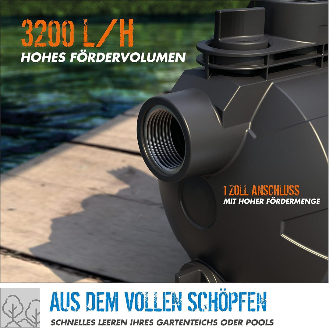 Gartenpumpe 600 W Jet-Pumpe 3200 l/h für Bewässerung &amp; Teiche - Bild 4