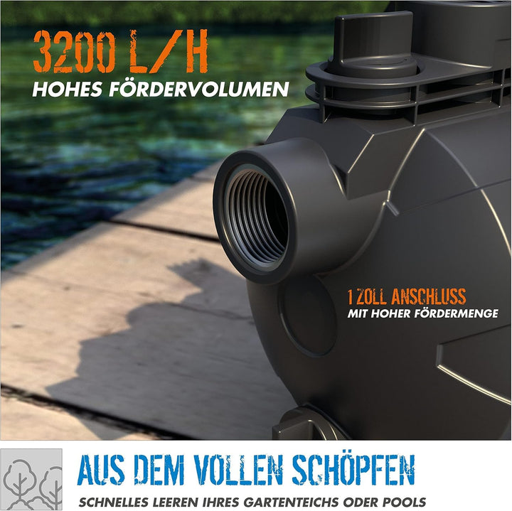 Gartenpumpe 600 W Jet-Pumpe 3200 l/h für Bewässerung &amp; Teiche - Bild 4