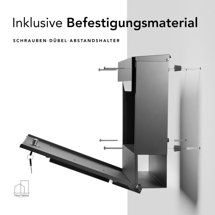 Wand-Briefkasten Stahl personalisierbar mit Gravur Anthrazit RAL 7016 - Bild 4