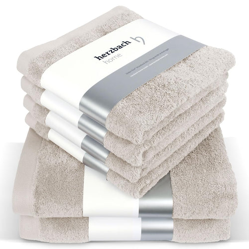 Handtuch-Set 6-teilig 100% Baumwolle Frottier sandgrau 50x100 + 70x140 cm