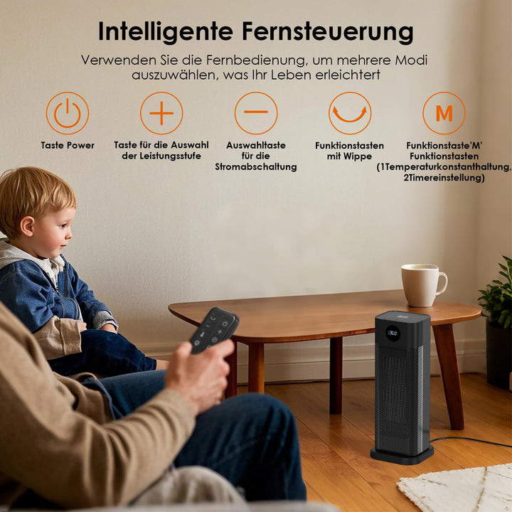 Keramik Heizlüfter 2000W PTC mit Fernbedienung Timer Thermostat - Bild 8