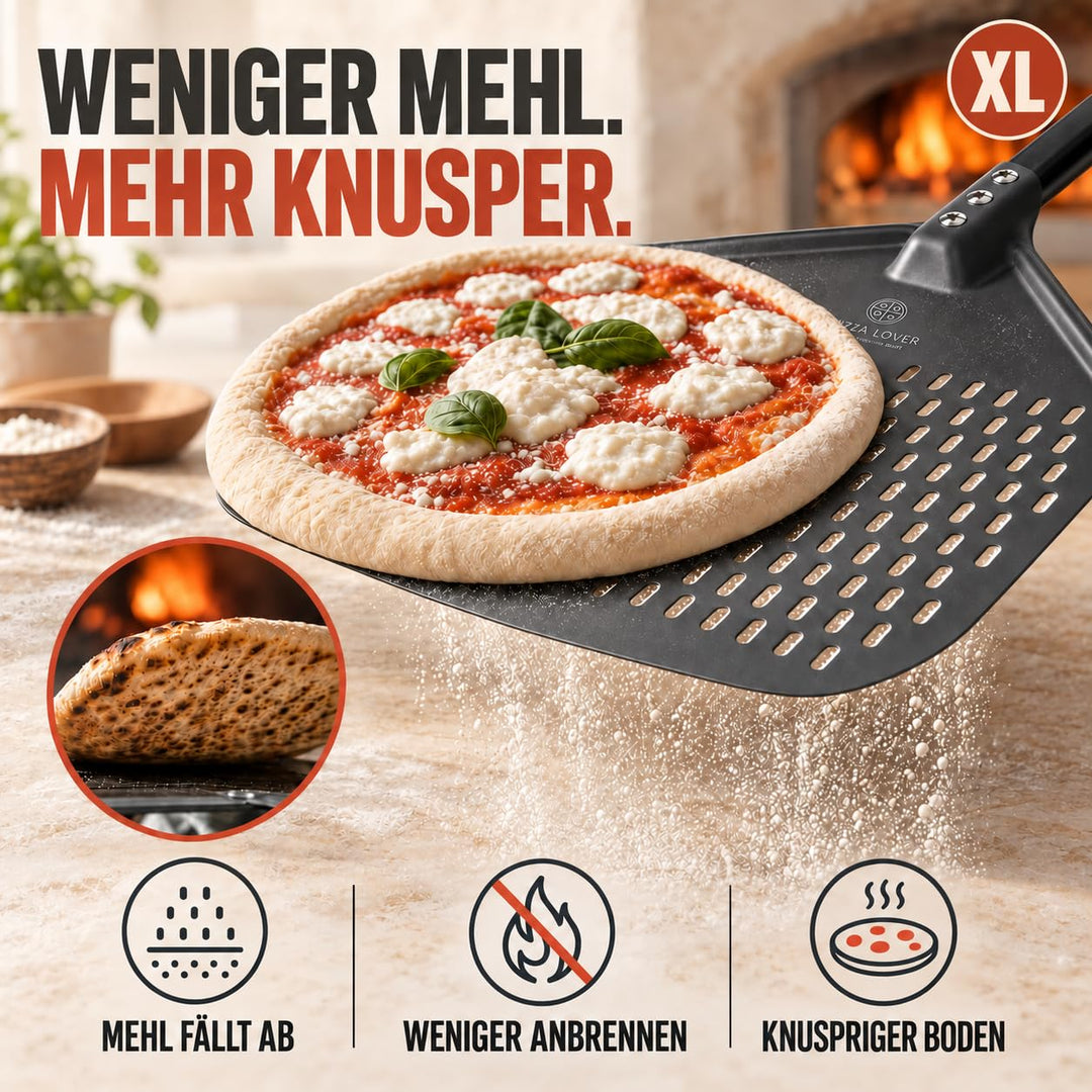 Pizzaschieber perforiert 35x35 cm harteloxiertes Aluminium Antihaft - Bild 3