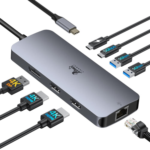 USB-C Dockingstation 8-in-1 Dual HDMI 4K fuer Laptop