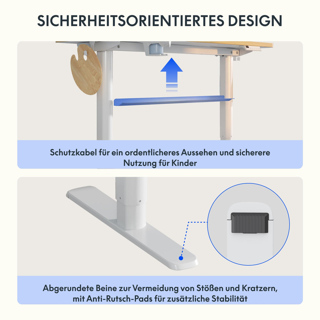 Kinderschreibtisch elektrisch höhenverstellbar 110x52 cm Weiss - Bild 8