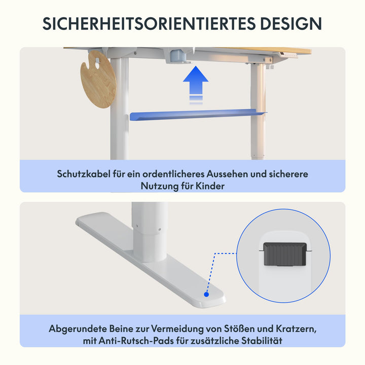 Kinderschreibtisch elektrisch höhenverstellbar 110x52 cm Weiss - Bild 8