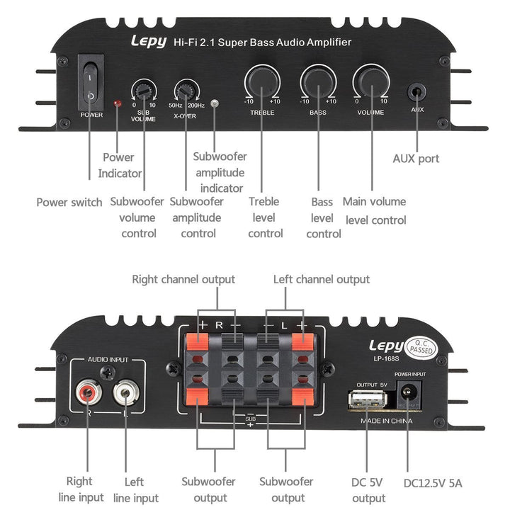 HiFi Stereo Verstärker 2.1CH 40W+68W mit Subwoofer für Auto &amp; Heim - Bild 3