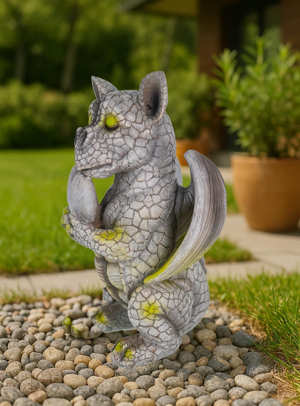 Drachenfigur Garten Polyresin Steineffekt frostbeständig 25 cm - Bild 4
