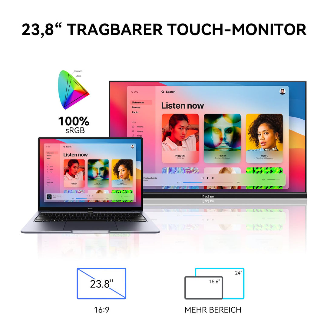Touchscreen-Monitor 23,8 Zoll Full HD 1080P USB-C HDMI Plug-and-Play - Bild 4