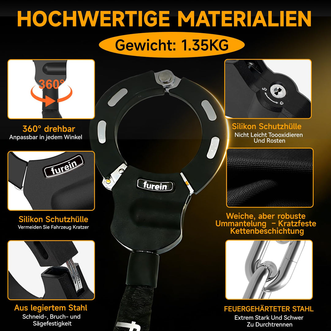 Kettenschloss E-Scooter Stahl 91 cm mit Tasche 4L schwarz - Bild 3