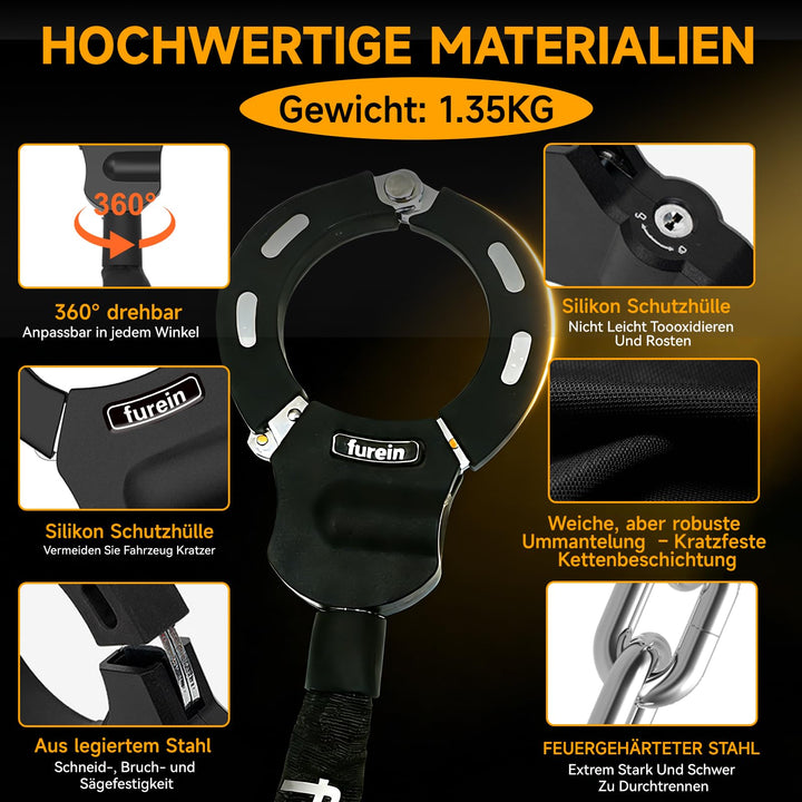 Kettenschloss E-Scooter Stahl 91 cm mit Tasche 4L schwarz - Bild 3