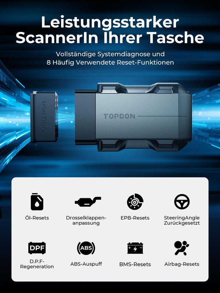 OBD2 Diagnosegerät Bluetooth für iOS &amp; Android 8+ Reset-Funktionen - Bild 8