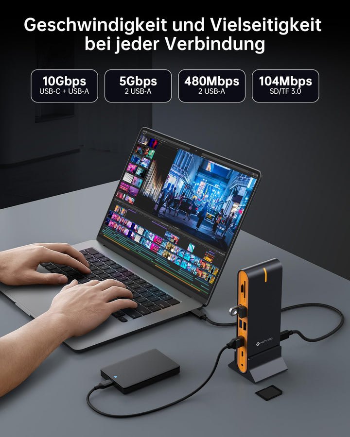 USB-C Docking Station 15-in-1 Triple Monitor 8K DP Dual 4K HDMI - Bild 4