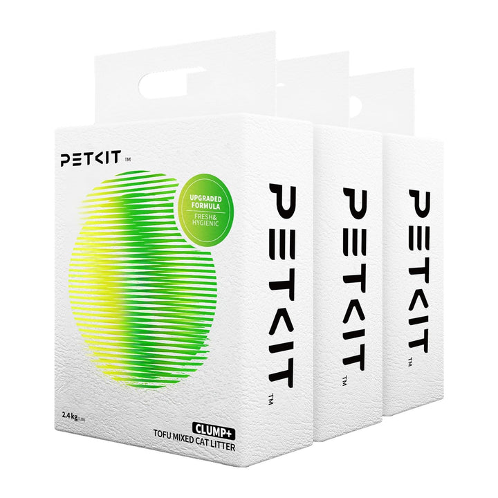 Tofu-Katzenstreu 5-in-1 mit Aktivkohle spülbar 3x 2,4 kg