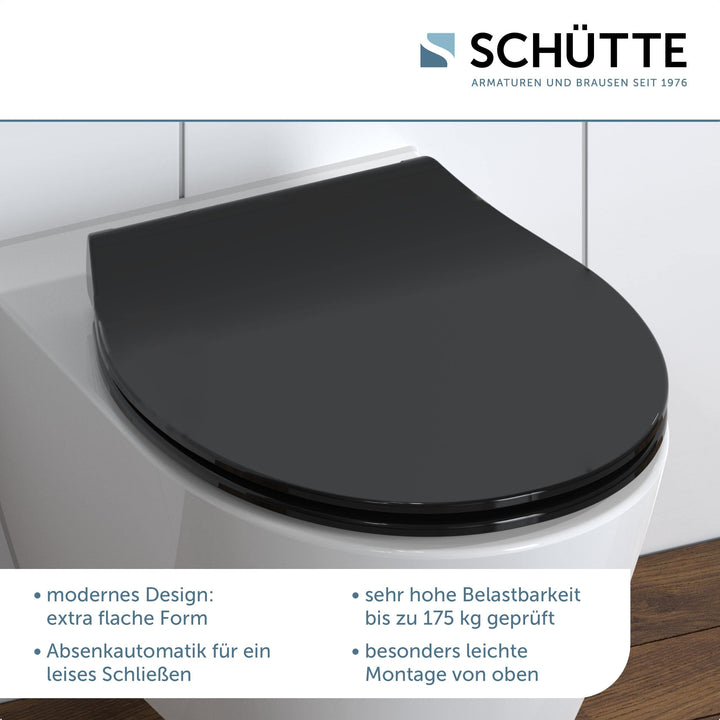 WC-Sitz Duroplast Slim mit Absenkautomatik &amp; Schnellverschluss, Schwarz - Bild 4
