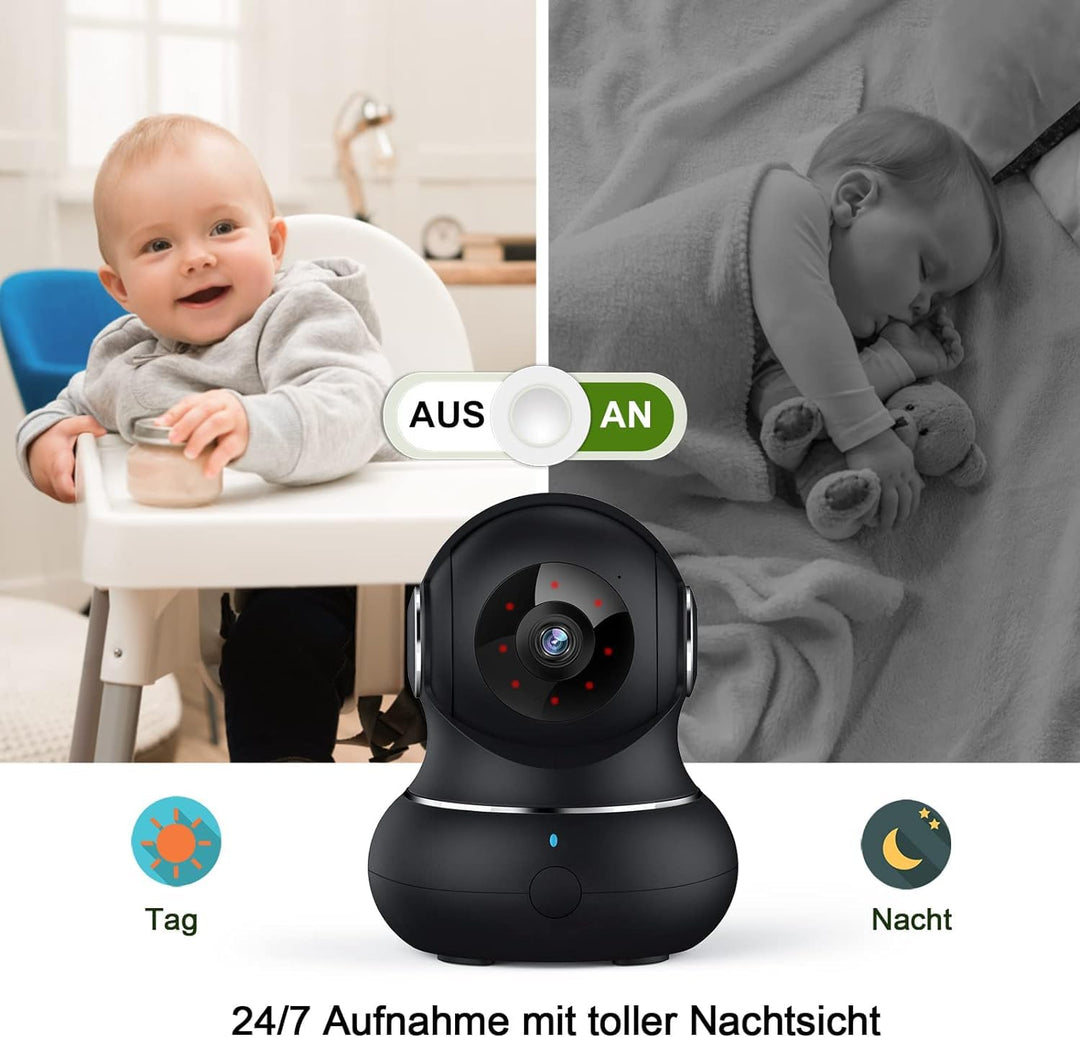 Überwachungskamera Innen 2K 360° Schwenkbar 2er-Set mit Nachtsicht - Bild 2