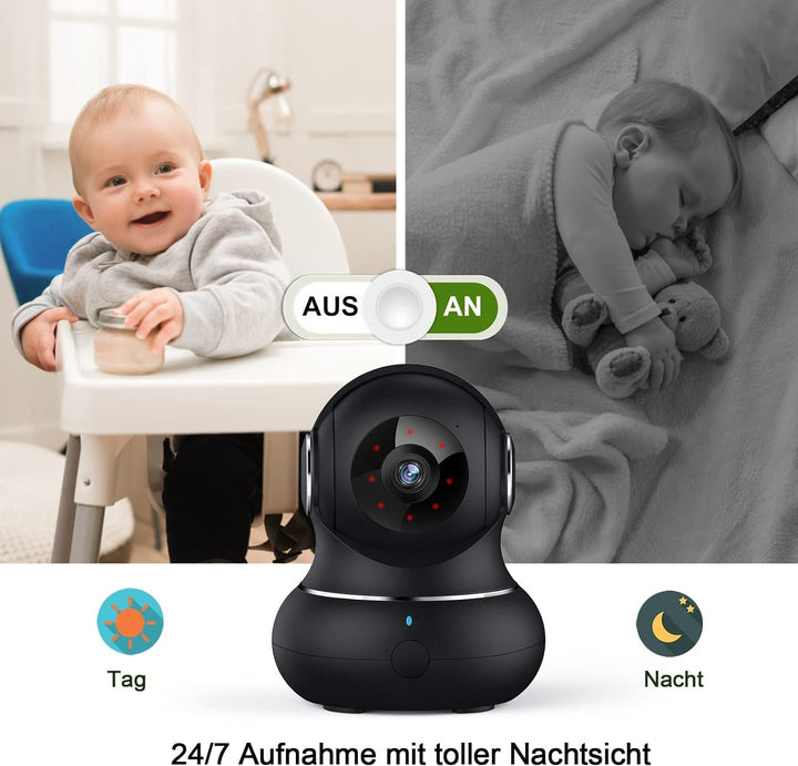 Überwachungskamera Innen 2K 360° Schwenkbar 2er-Set mit Nachtsicht - Bild 2