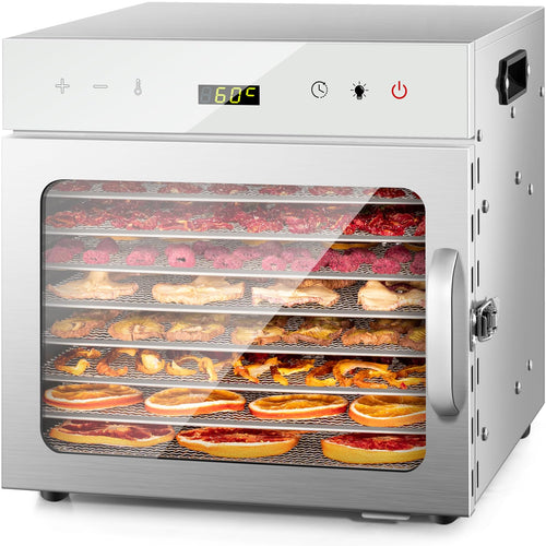 Dörrautomat Edelstahl 8 Etagen für Fleisch, Obst & Gemüse