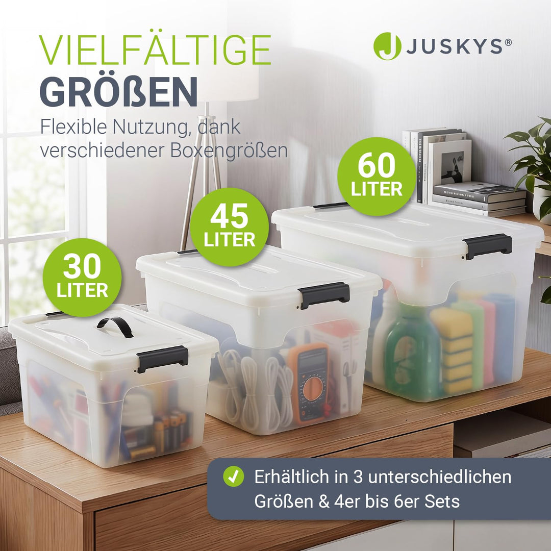 Aufbewahrungsbox mit Deckel 45 L transparent stapelbar 6er Set - Bild 7