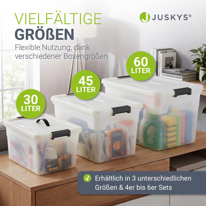 Aufbewahrungsbox mit Deckel 45 L transparent stapelbar 6er Set - Bild 7
