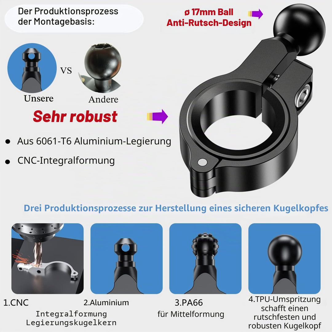 Motorrad Handyhalterung mit 15W Qi Wireless Charger IP66 wasserdicht - Bild 5