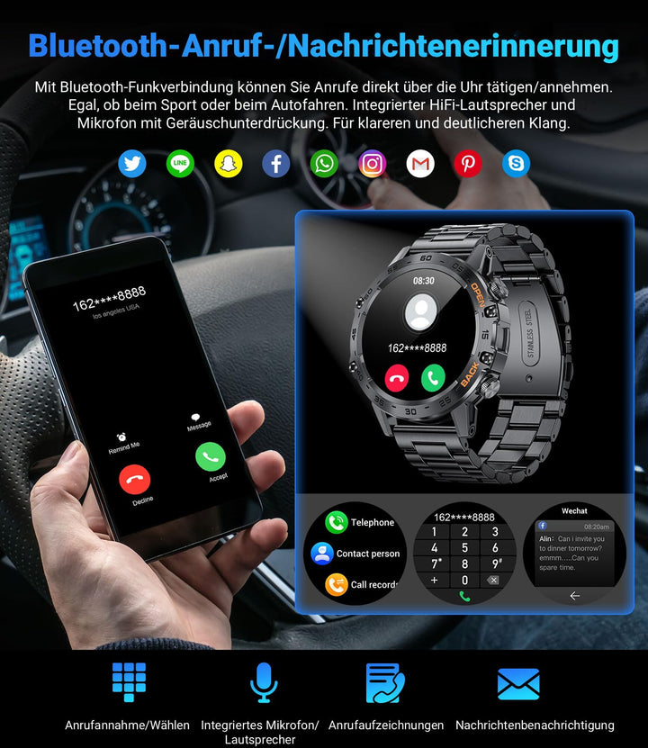 Smartwatch mit Telefonfunktion 1,39 Zoll 111 Sportmodi IP67 Herren - Bild 3