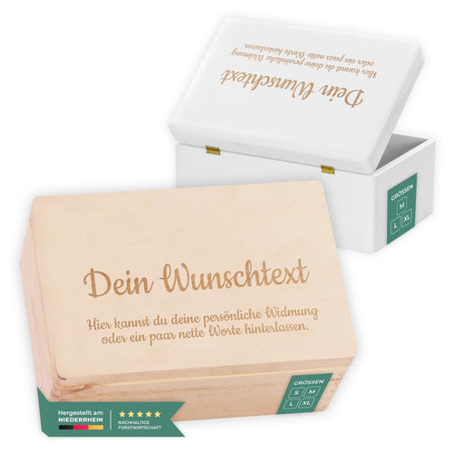 Holzkiste mit Gravur personalisiert Erinnerungsbox Kiefer 4 Grössen