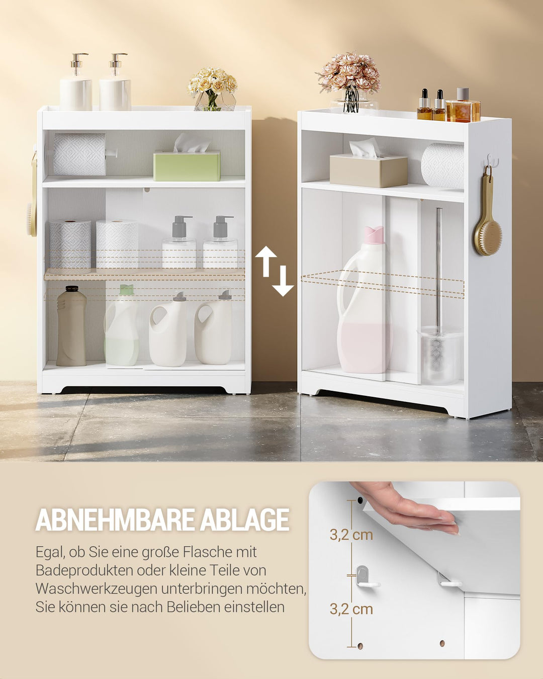 Badezimmerschrank Nischenschrank mit Schiebetür und verstellbaren Ablagen - Bild 3