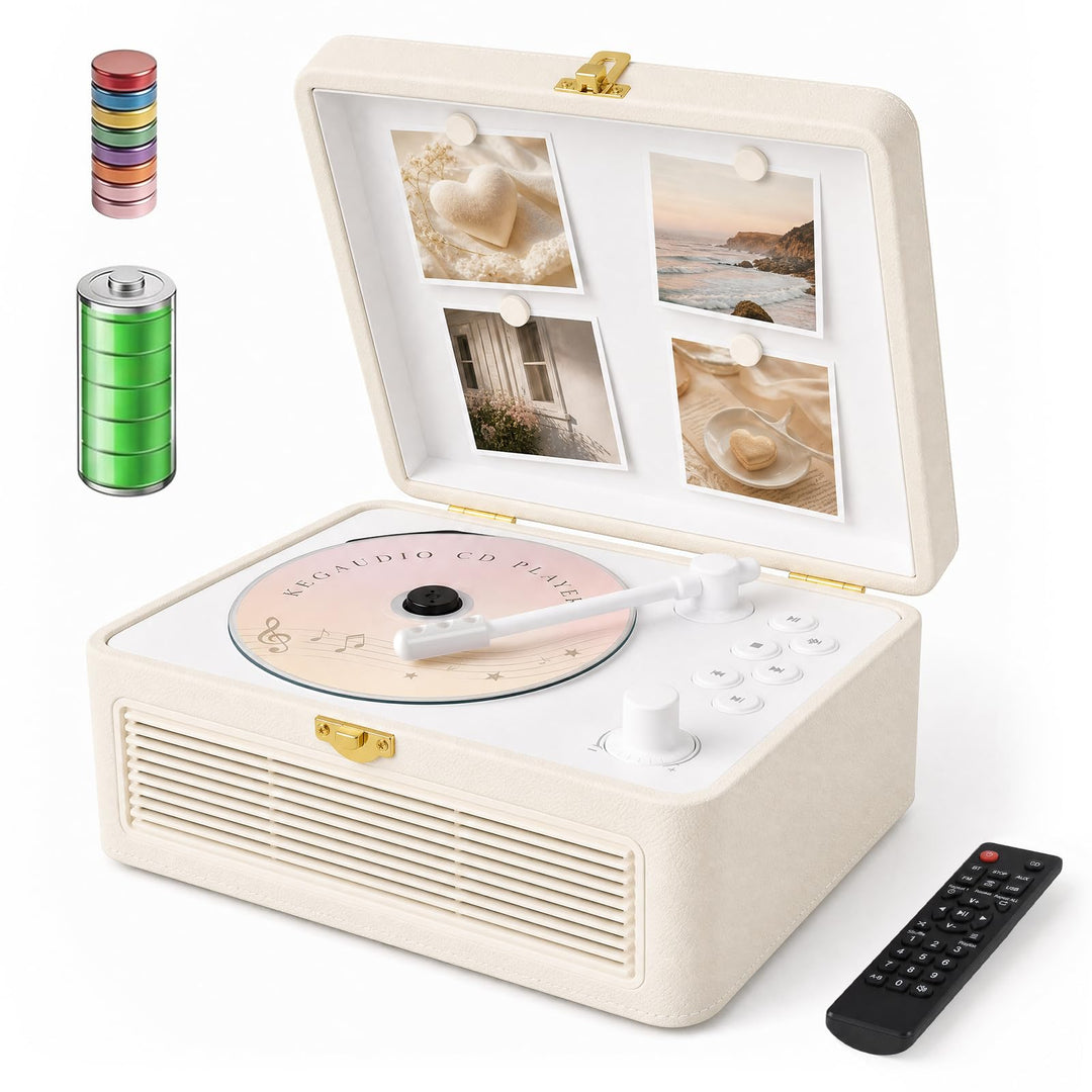Retro CD-Player mit Bluetooth FM-Radio USB AUX Akku tragbar