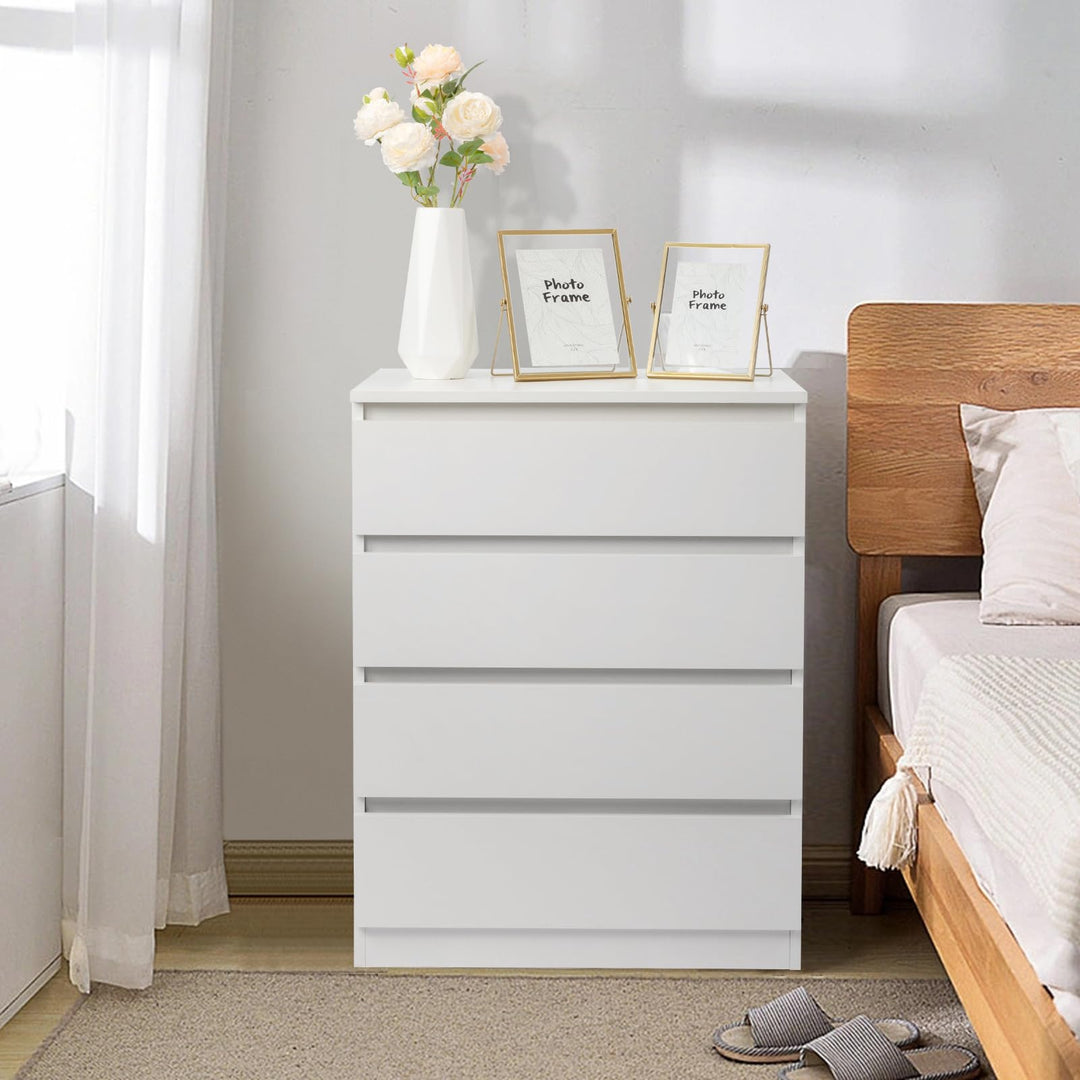 Kommode Schlafzimmer 4 Schubladen Spanplatte Weiss Modern - Bild 8