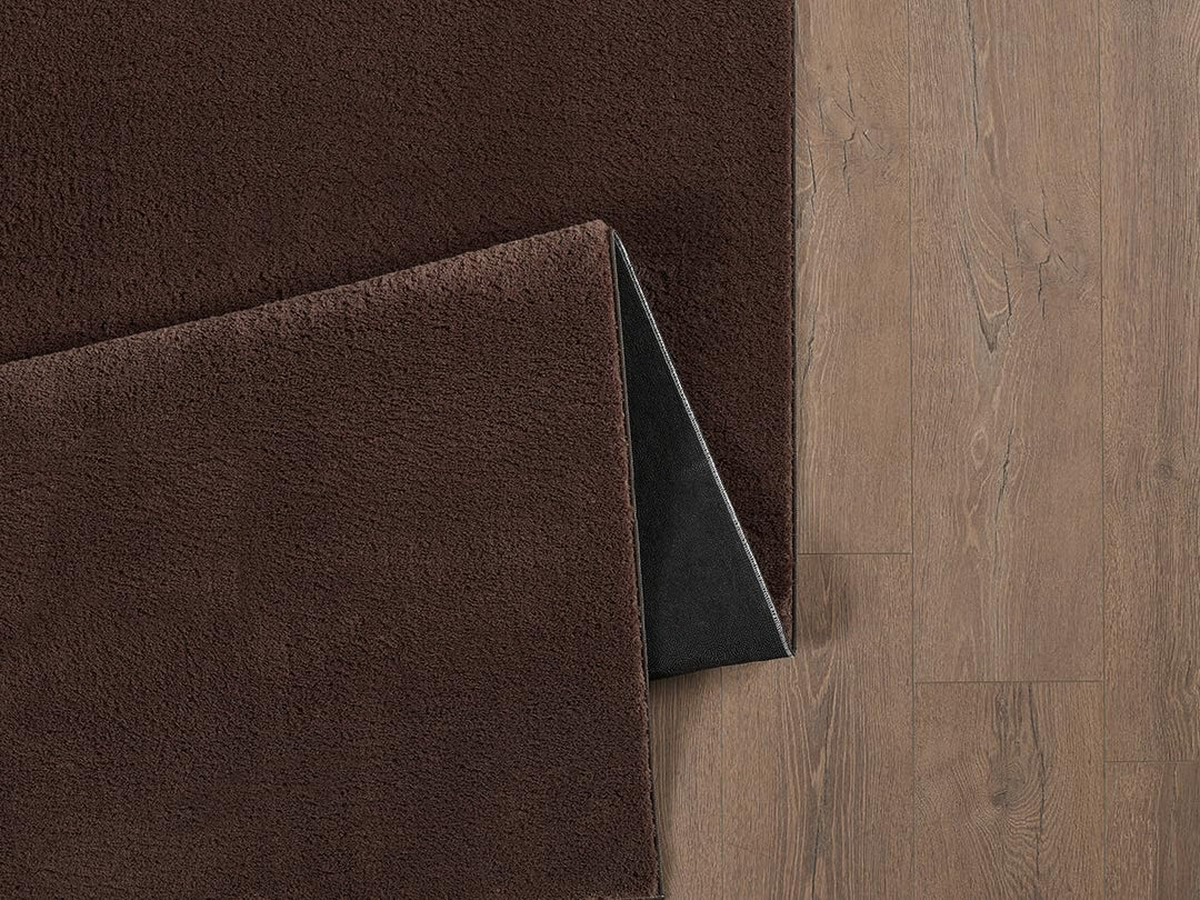 Kurzflor Teppich Felloptik Braun 160x220 cm waschbar weich - Bild 6