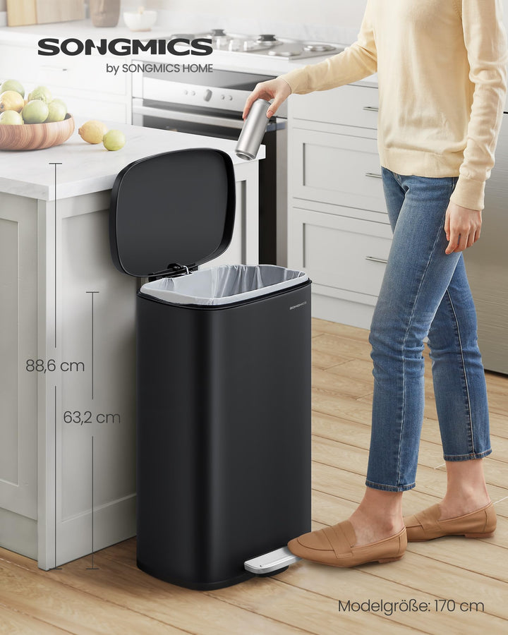 Treteimer Küche Stahl 50 Liter Softclose schwarz - Bild 2