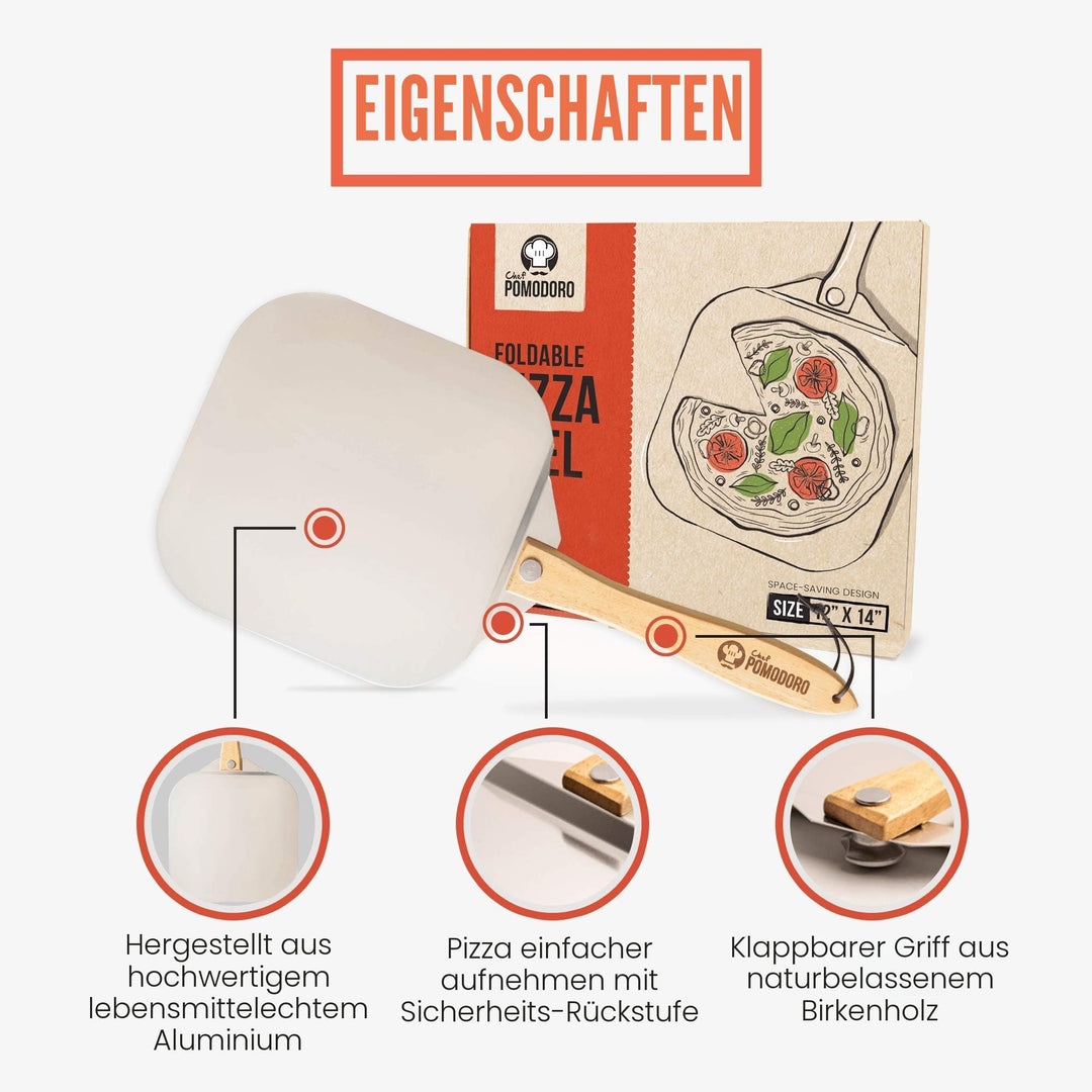 Pizza-Set Aluminium Schieber &amp; Wiegemesser 2-teilig für Pizzastein - Bild 3