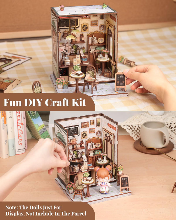 Book Nook Bausatz Sunny Cafe Holz Miniatur Haus DIY Bücherregal - Bild 5