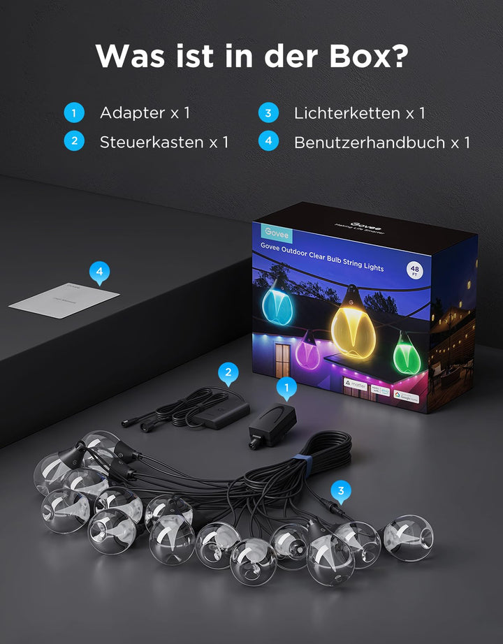 LED Lichterkette Aussen 15m RGBWIC WiFi Bluetooth IP67 80 LEDs - Bild 9