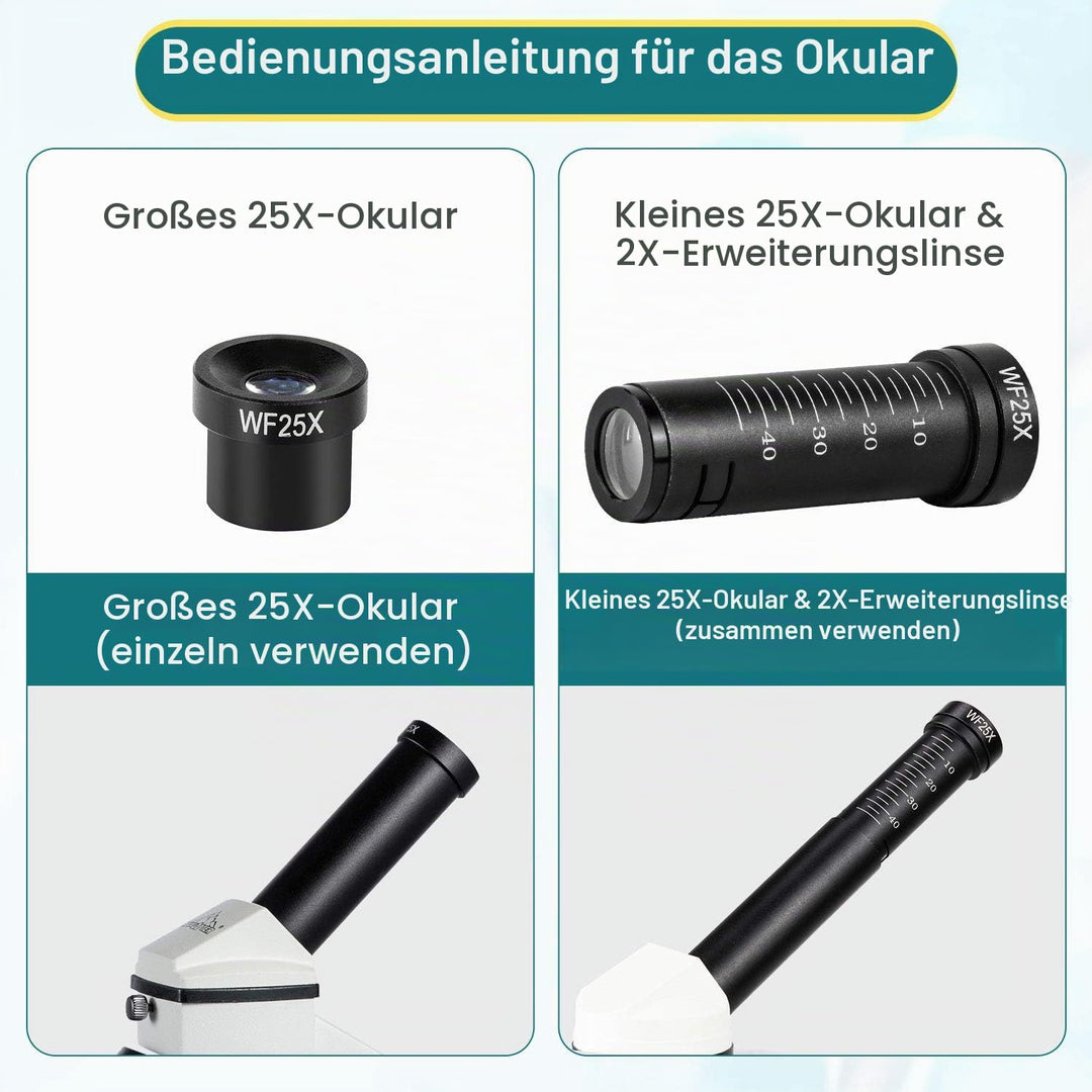 Lichtmikroskop 2000x mit LED-Beleuchtung, XY-Lineal und 10 Präparaten - Bild 6