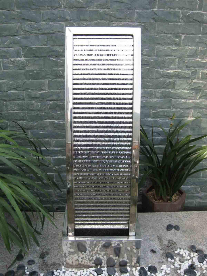 Terrassenbrunnen Edelstahl mit LED 110 cm Wasserwand Garten - Bild 6