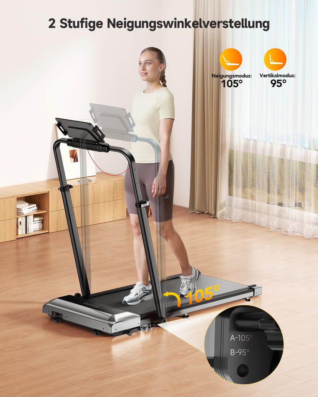 Laufband klappbar 12% Steigung 12km/h mit App 2.5HP Motor - Bild 4