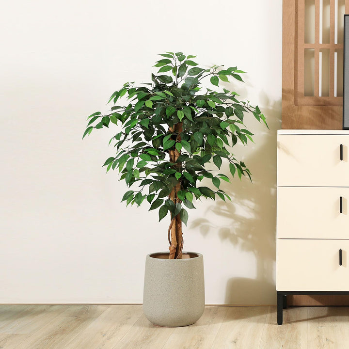Kunstpflanze Ficusbaum 120 cm mit Naturholzstamm für Innen - Bild 7
