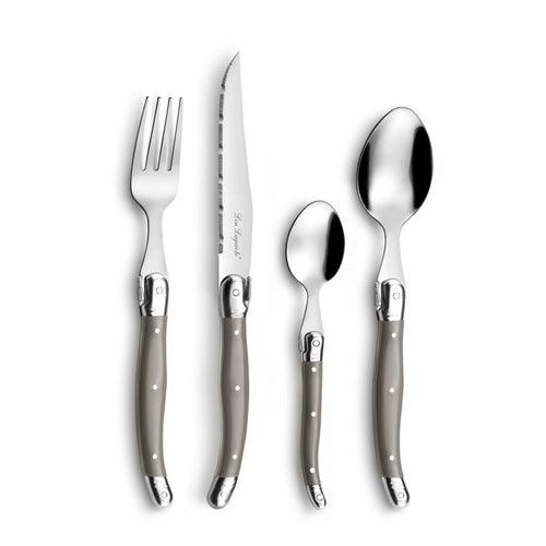 Steakbesteck 48-teilig für 12 Personen Edelstahl Taupe Kunststoffgriff
