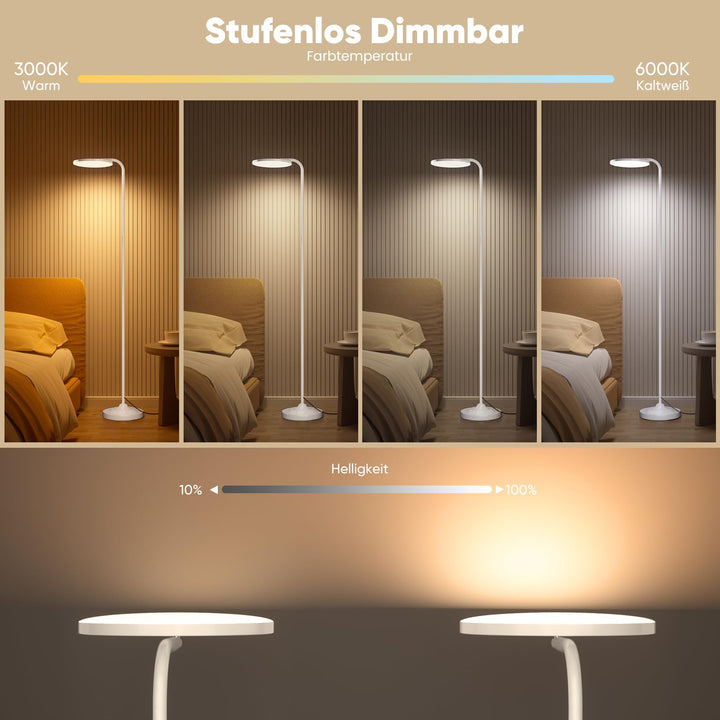 LED Stehlampe Dimmbar 36W mit Fernbedienung 3000K-6000K Weiss - Bild 3