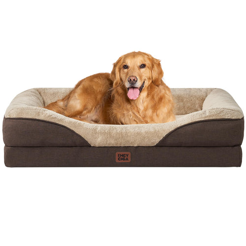 Orthopädisches Hundebett mit 4 Rändern Memory Foam 106,5x76cm Braun