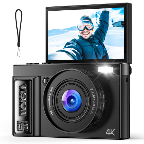 Digitalkamera 4K 64MP mit 180° Klappbildschirm für Teenager